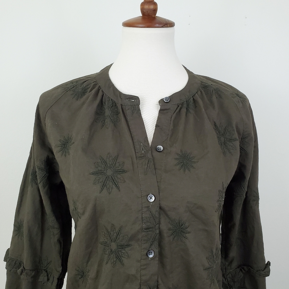 Madewell Embroidered Bubble Sleeve Sleeve Top - Picture 3 of 10